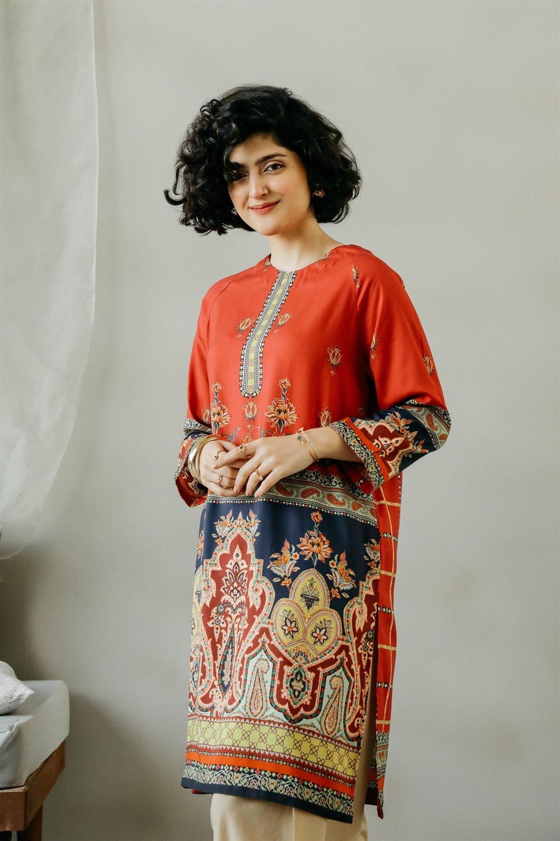 Pinkish Red Printed Ethnic Designer Ladies Ready to Wear Suits