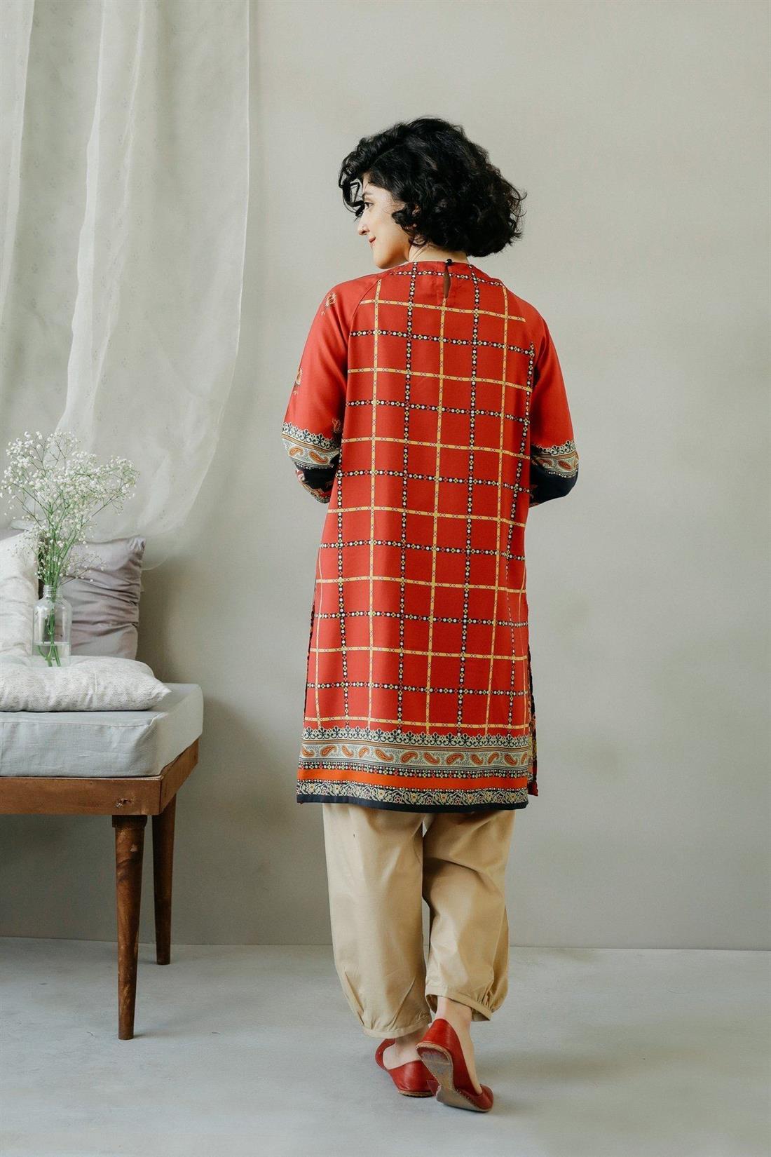 Pinkish Red Printed Ethnic Designer Ladies Ready to Wear Suits