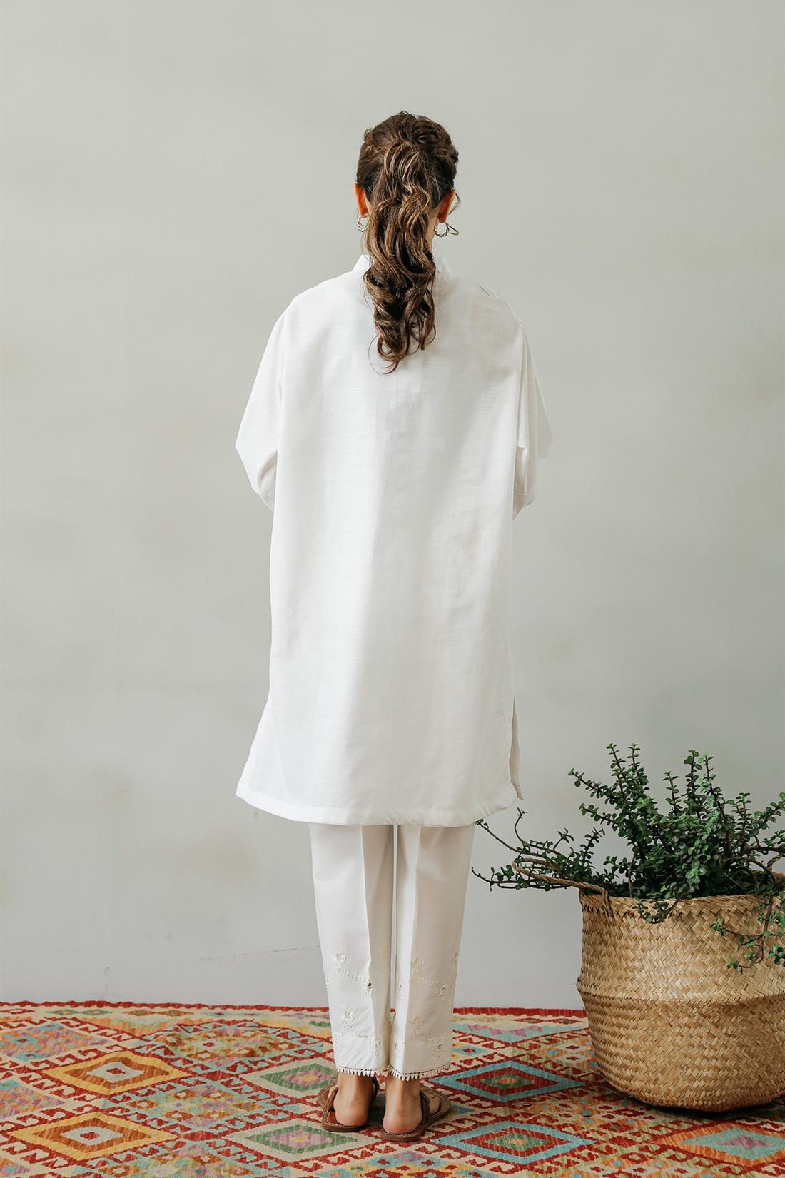 White Embroidered Ethnic Designer Ladies Ready to Wear Suits