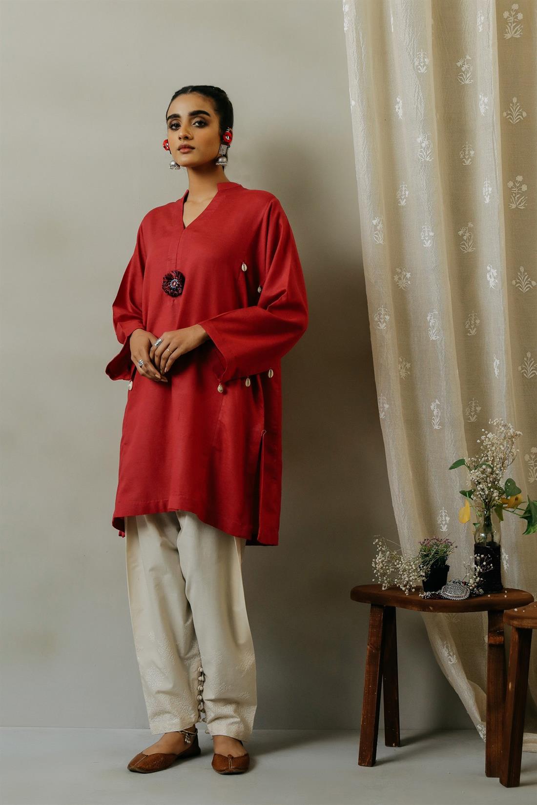 Fuchsia Pink 1 PC Stunning Viscose Linen Shirt