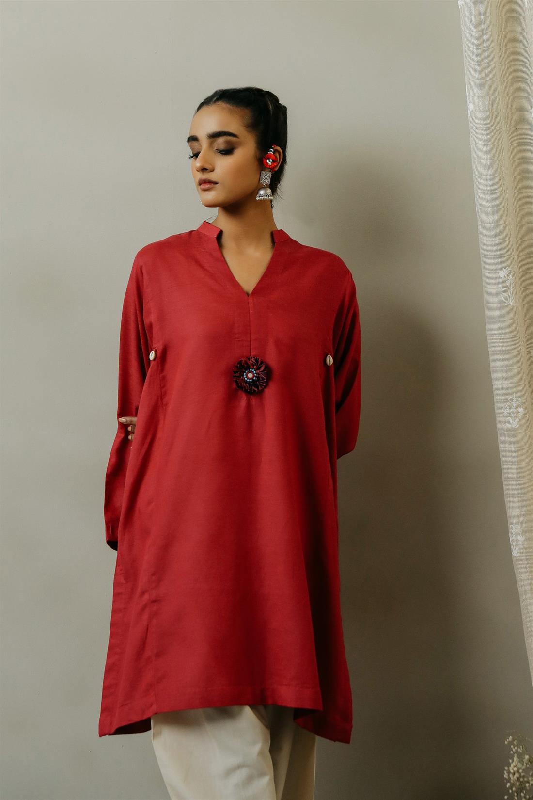 Fuchsia Pink 1 PC Stunning Viscose Linen Shirt