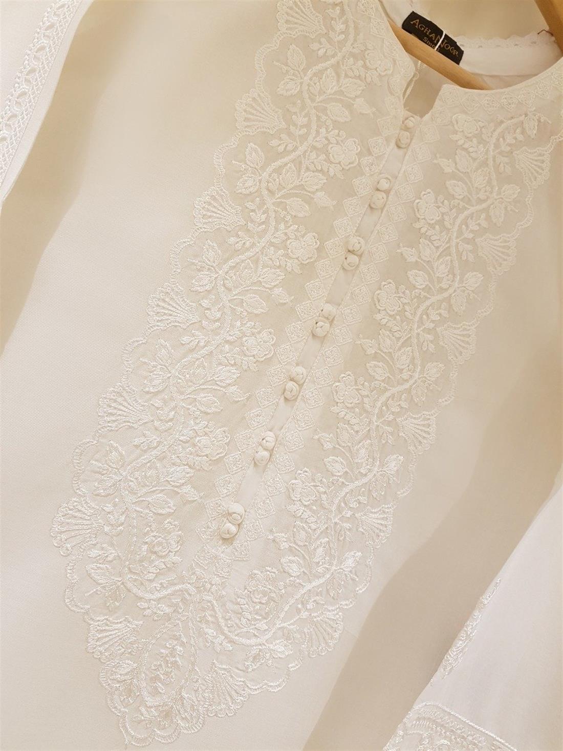 White & Green Cotton Agha Noor