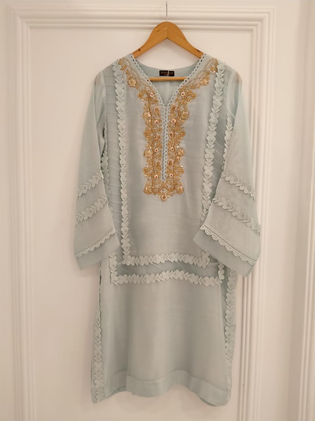 Ice Blue Cotton Agha Noor
