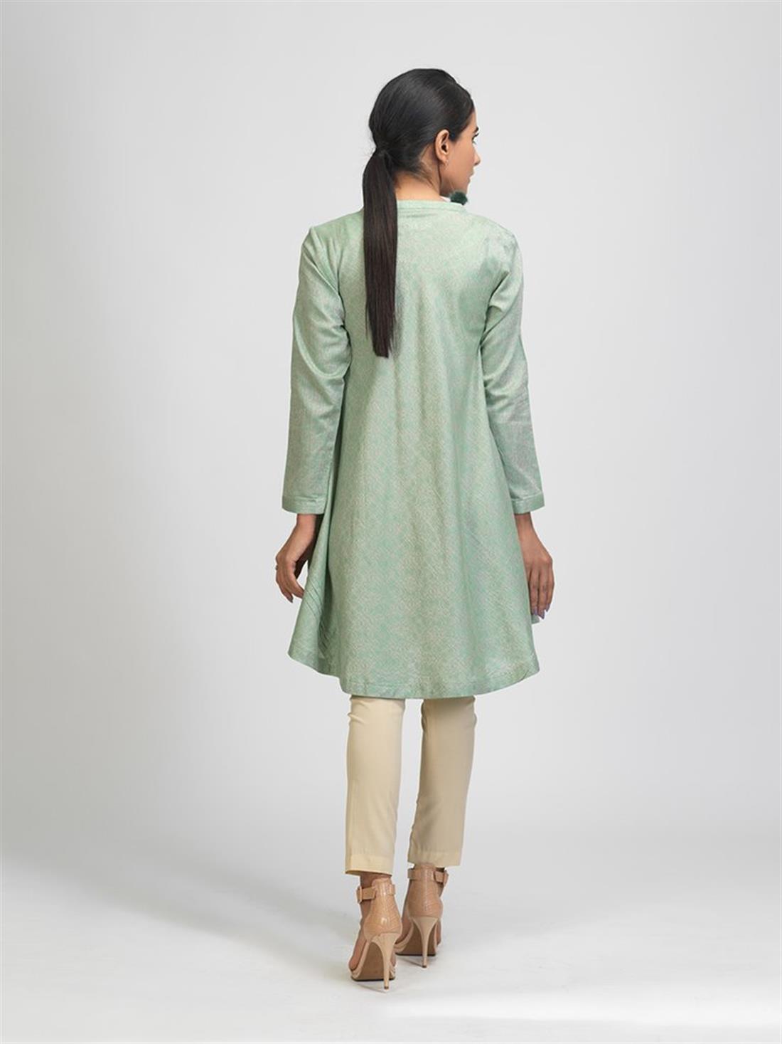 Mint Green 1pc Stitched Lawn Jacquard Shirt- Casual Pret