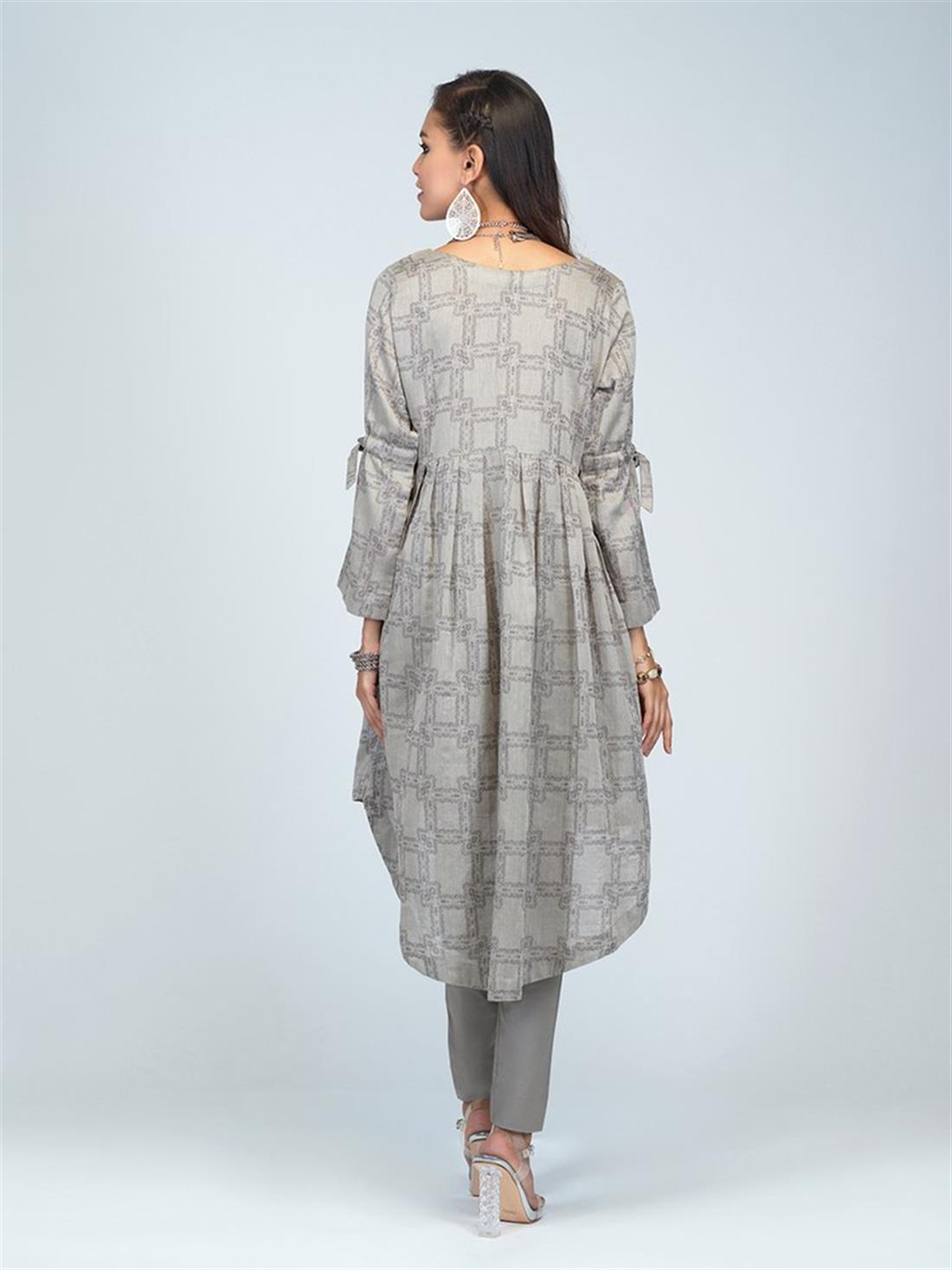 Grey 1pc Stitched Lawn Jacquard Shirt- Casual Pret