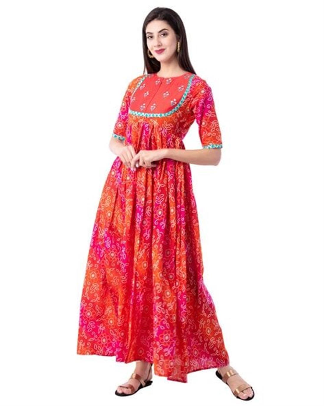 Orange Printed Ladies Tunics and Kurta