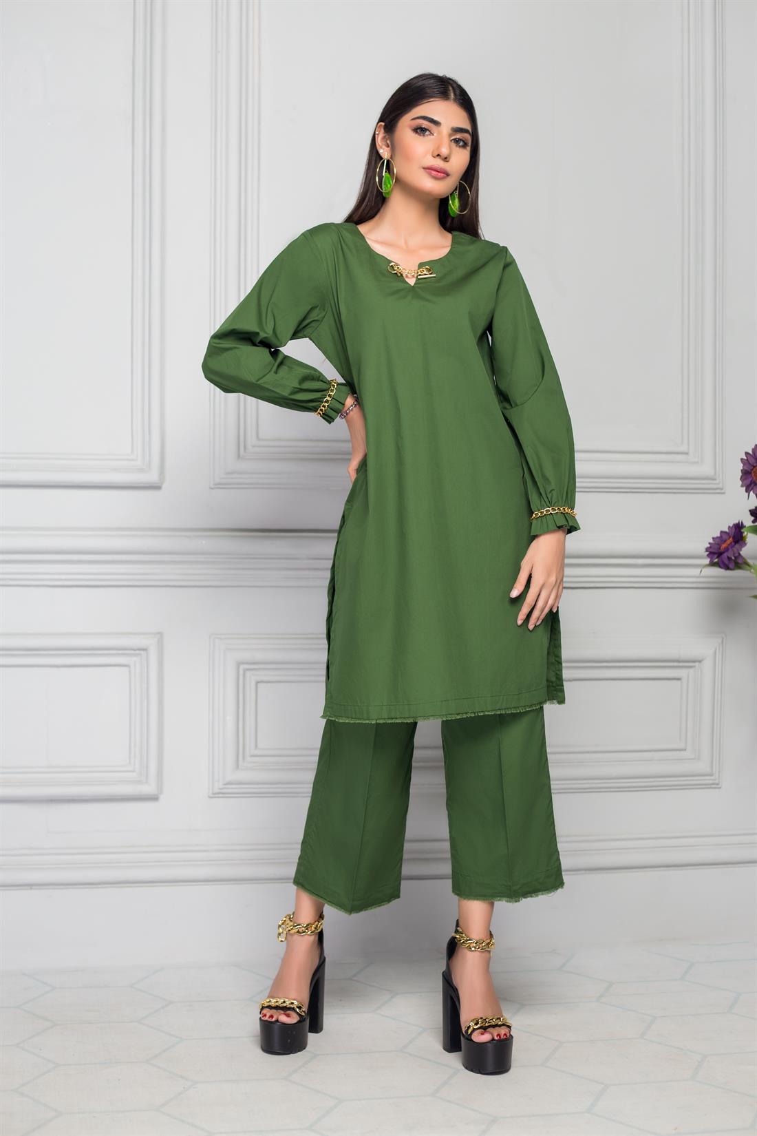 Basil Green Cotton Zoya Collections
