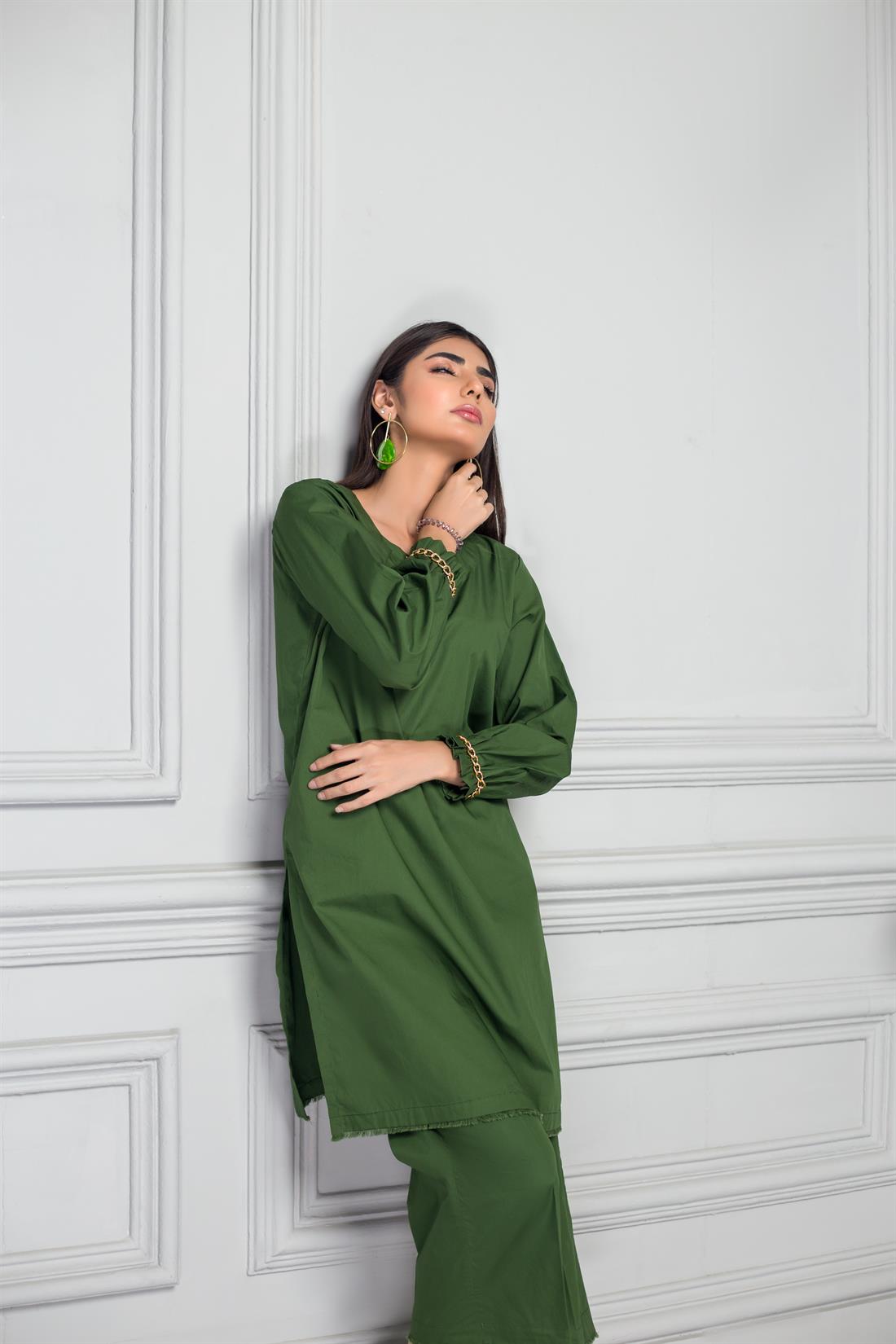 Basil Green Cotton Zoya Collections