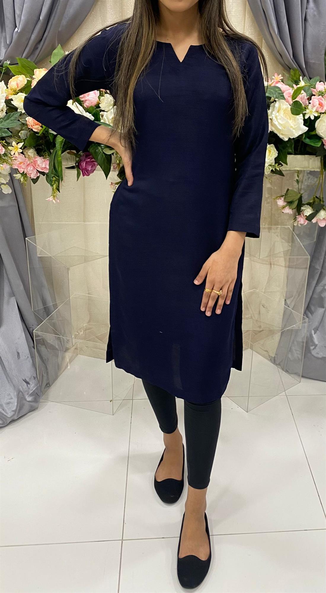 Navy Blue Silk Kurta.