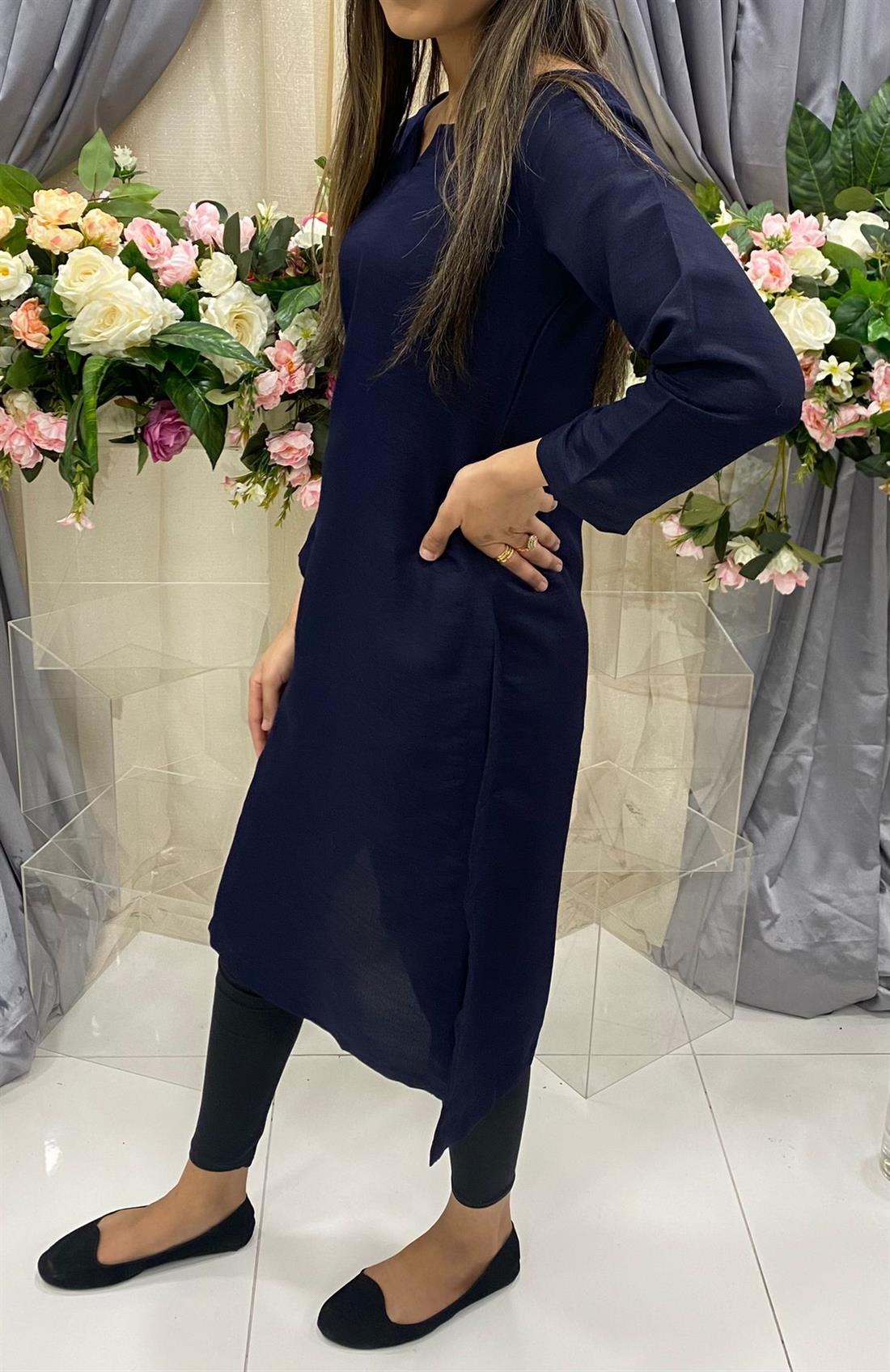 Navy Blue Silk Kurta.