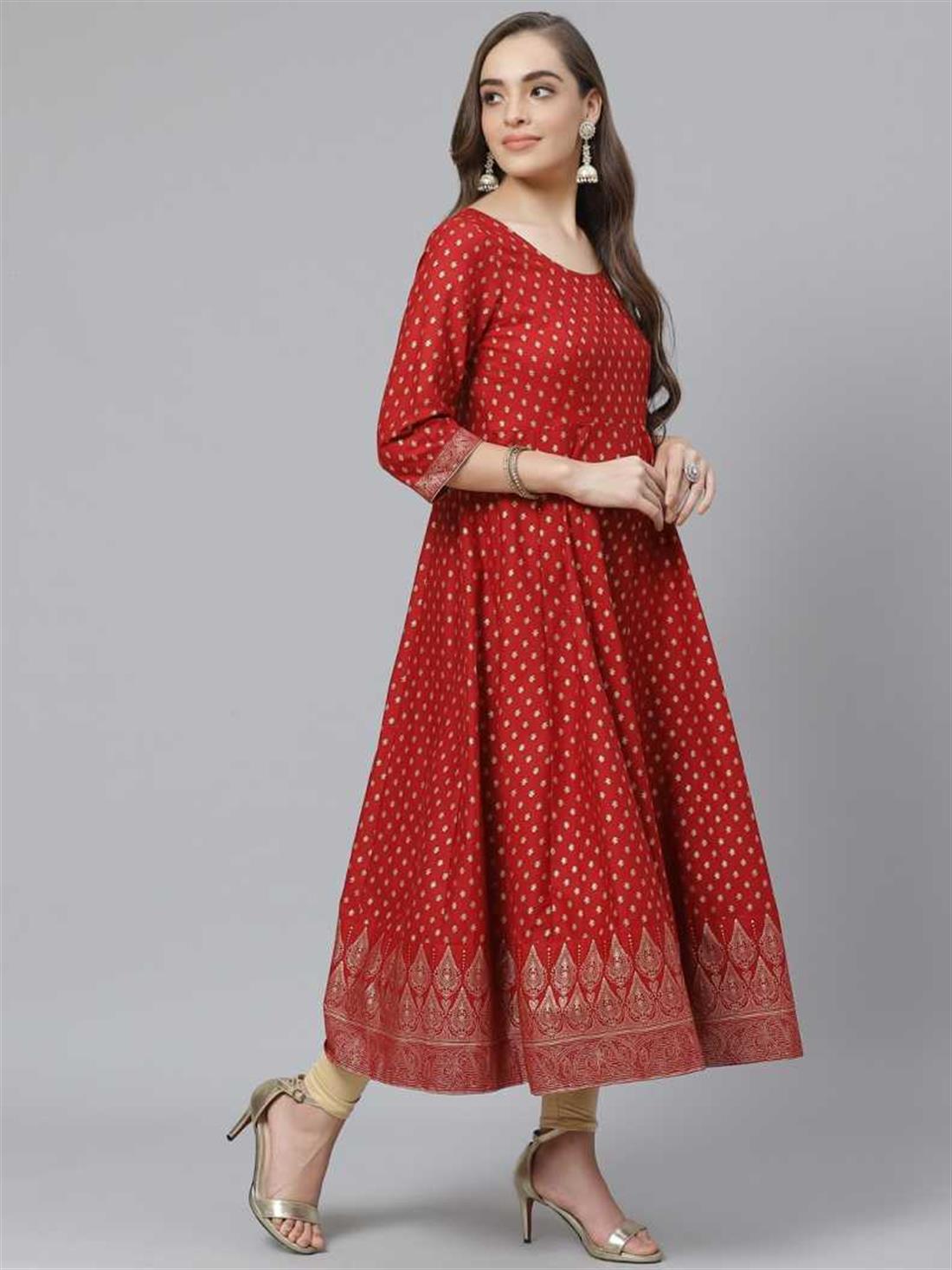 Maroon Printed Anarkali Ladies Tunics and Kurta