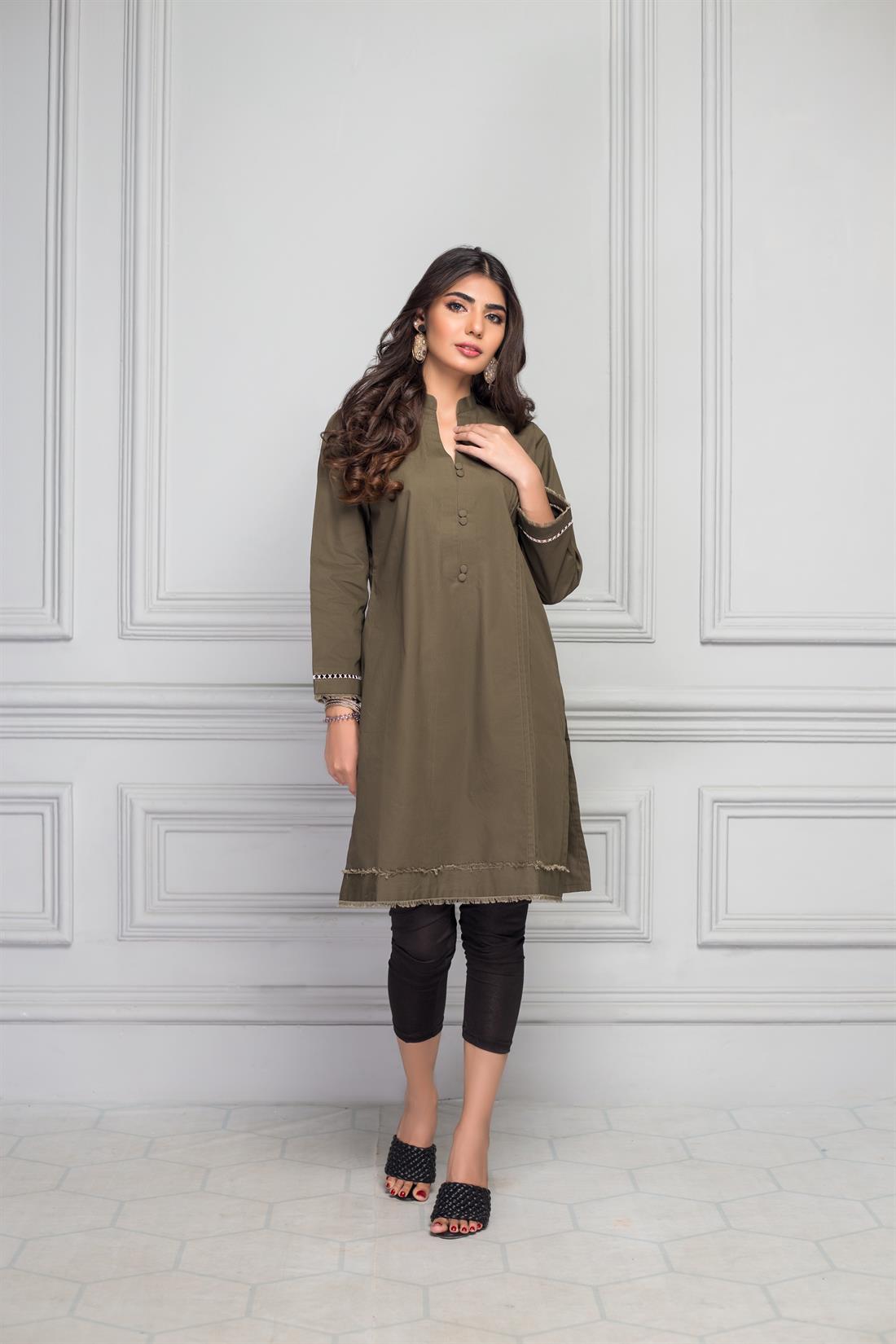 Khakhi Stunning Readymade Irish Cotton Kurta