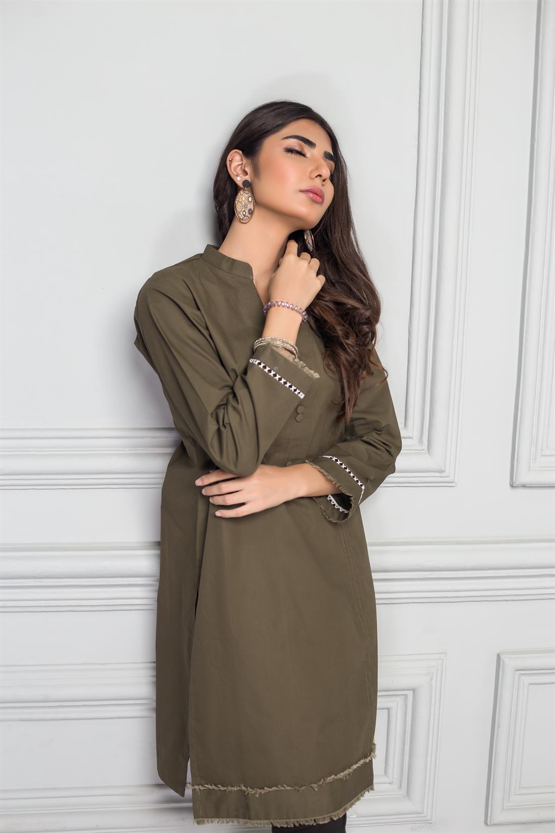 Khakhi Stunning Readymade Irish Cotton Kurta