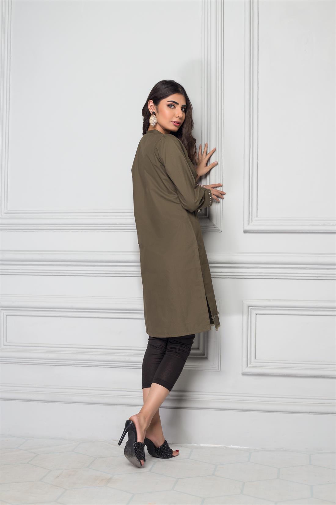 Khakhi Stunning Readymade Irish Cotton Kurta