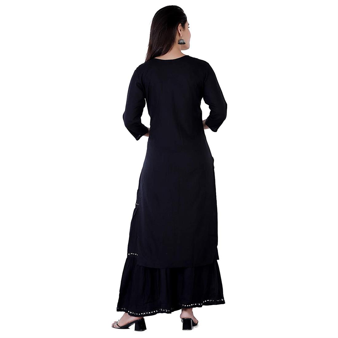 Black Mirror Work Sharara Ladies Tunics and Kurta