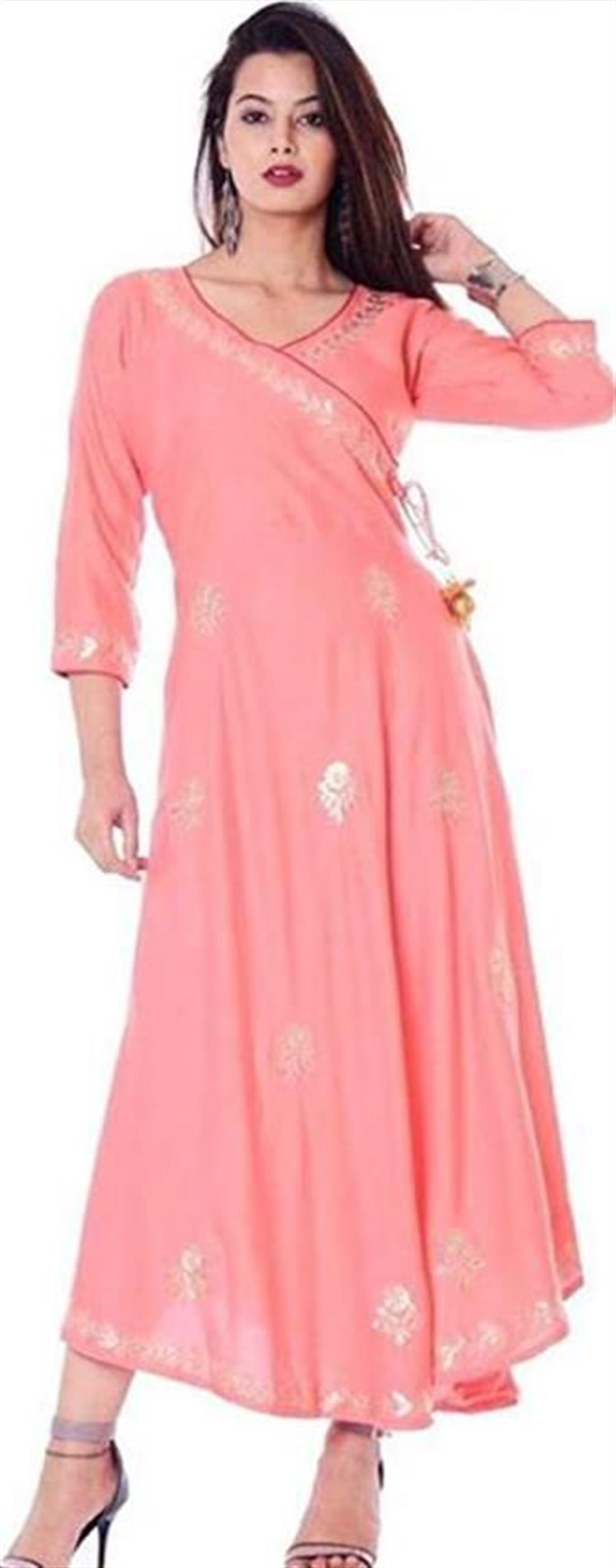 Pink Printed A-Line Ladies Tunics and Kurta