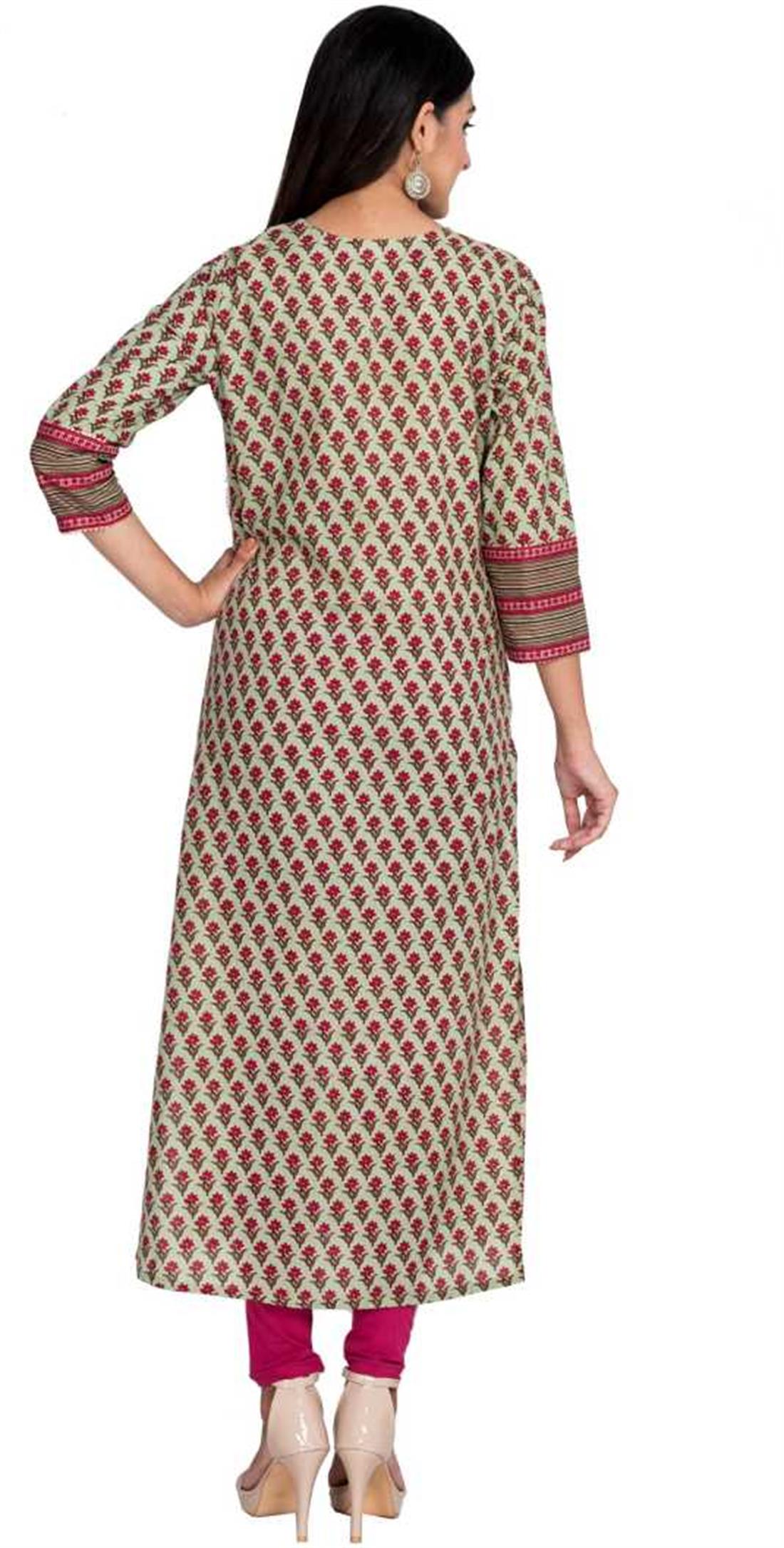 Pista Women Printed Pure Cotton Straight Kurta