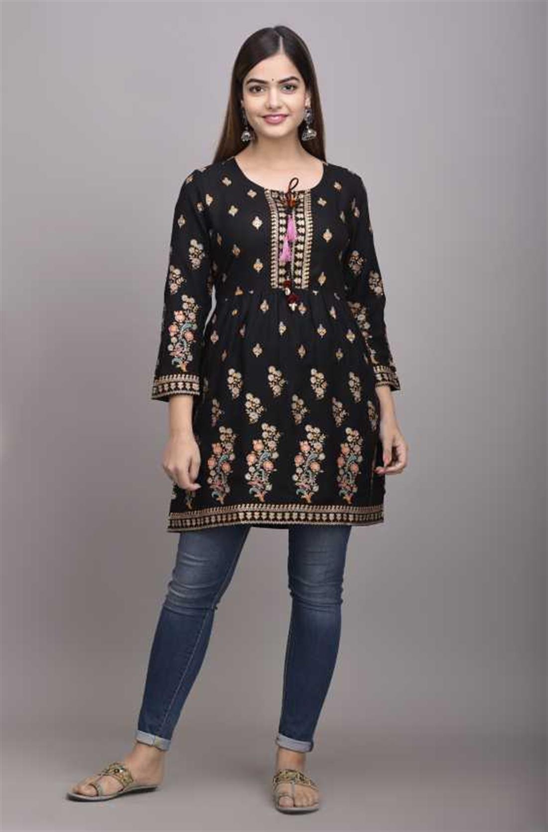 Black Printed Ladies Tunics and Kurta