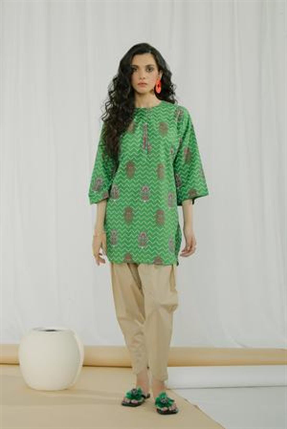 Green Printed Lawn Ethnic Designer Ladies Ready to Wear Suits