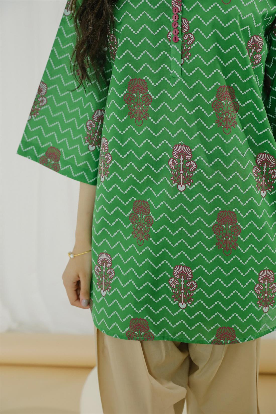 Green Printed Lawn Ethnic Designer Ladies Ready to Wear Suits