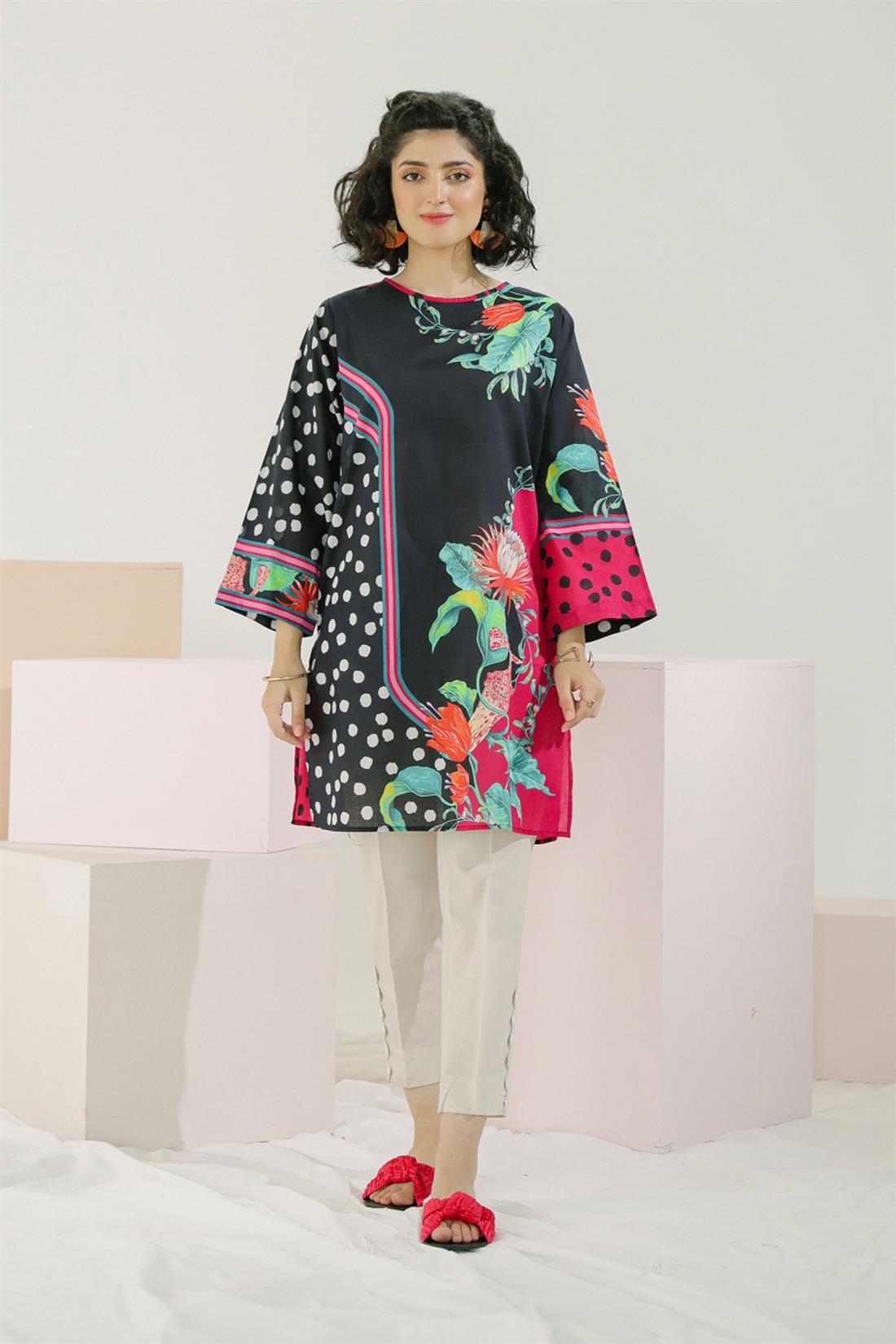 Black Printed Lawn Ethnic Designer Ladies Ready to Wear Suits