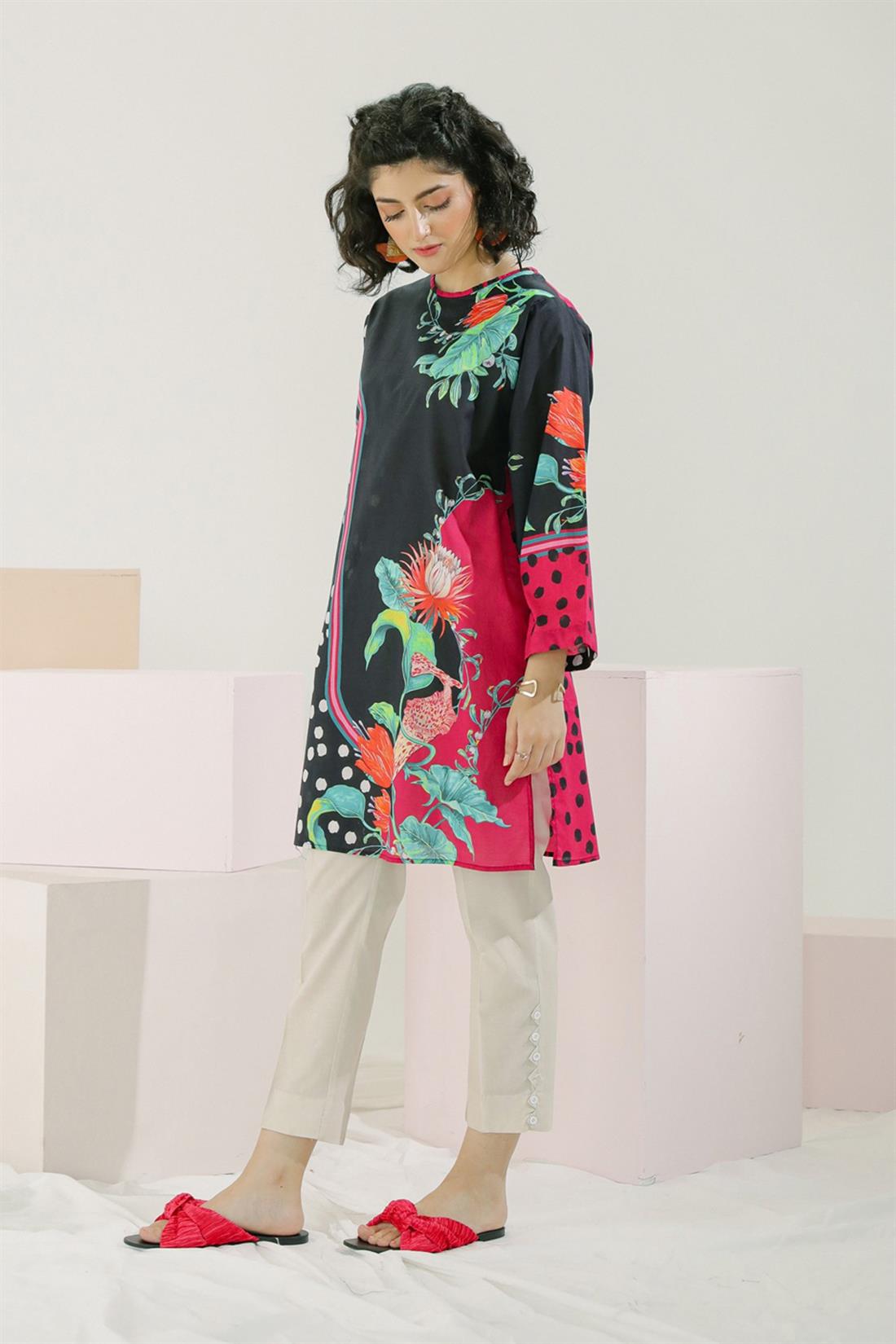 Black Printed Lawn Ethnic Designer Ladies Ready to Wear Suits