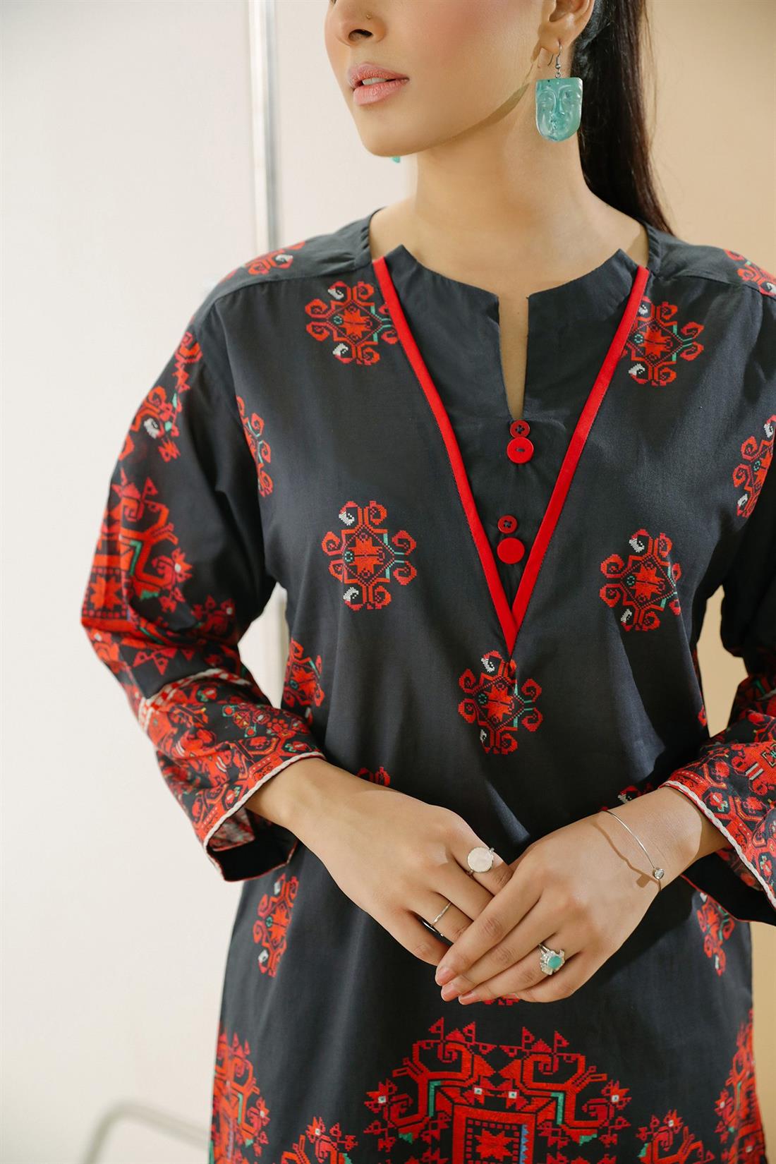 Black Printed Lawn Ethnic Designer Ladies Ready to Wear Suits