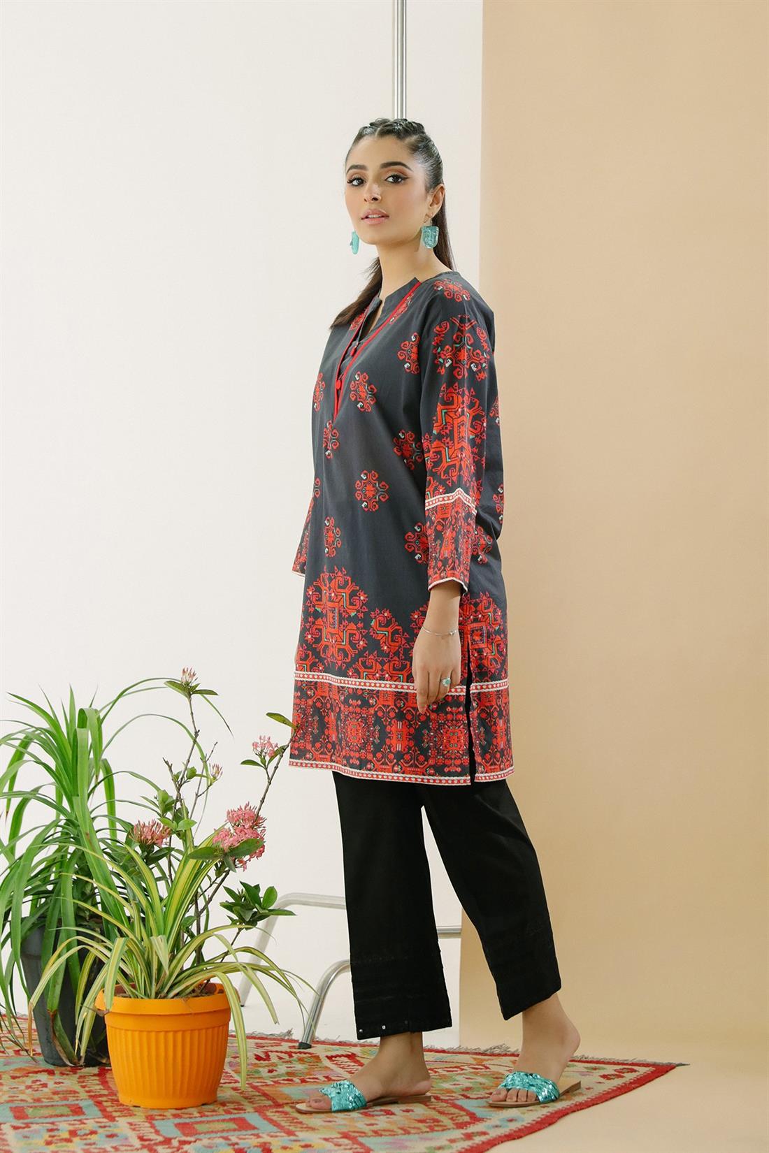 Black Printed Lawn Ethnic Designer Ladies Ready to Wear Suits