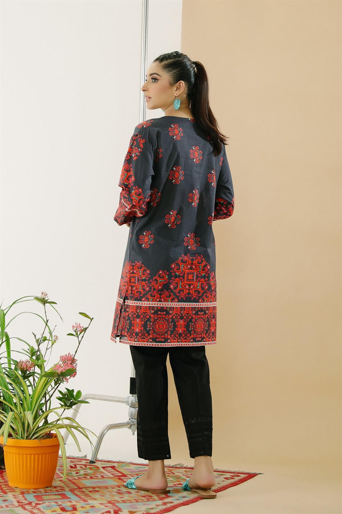 Black Printed Lawn Ethnic Designer Ladies Ready to Wear Suits