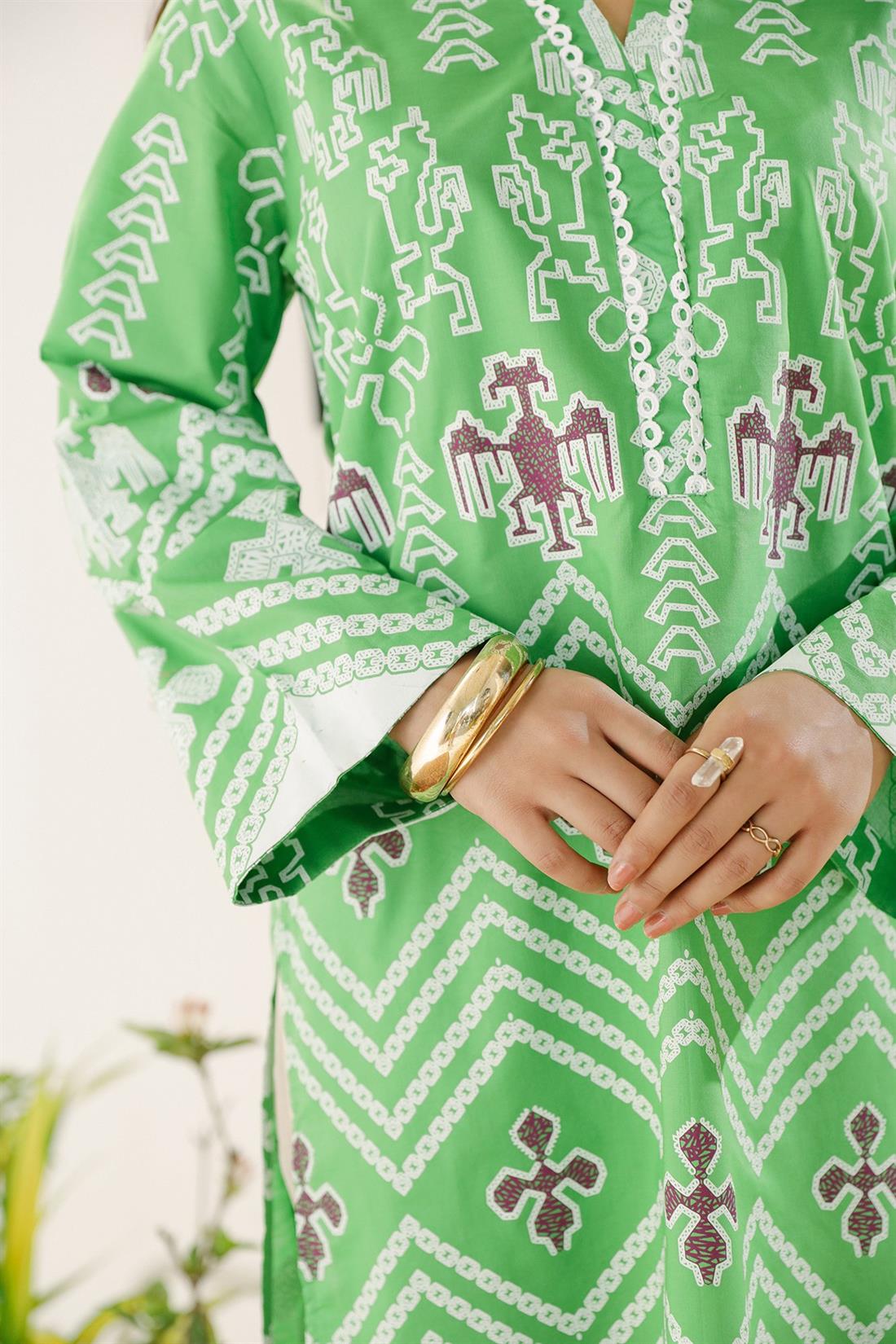Green Printed Lawn Ethnic Designer Ladies Ready to Wear Suits