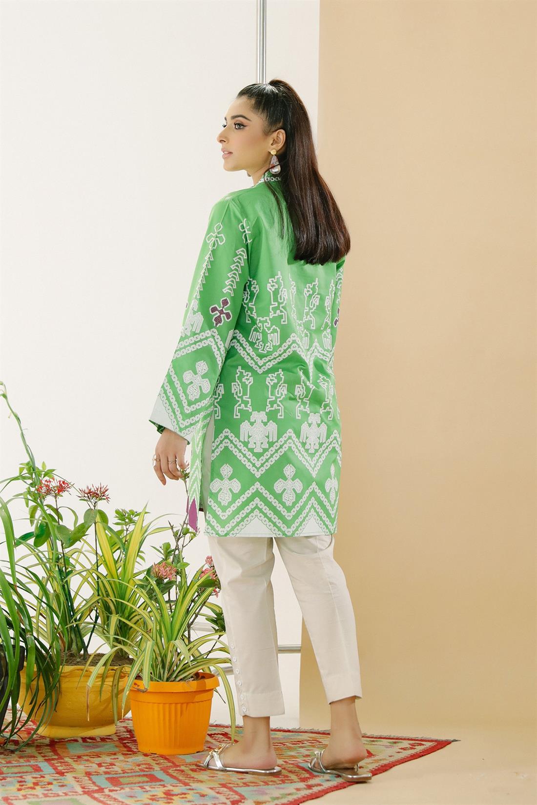 Green Printed Lawn Ethnic Designer Ladies Ready to Wear Suits