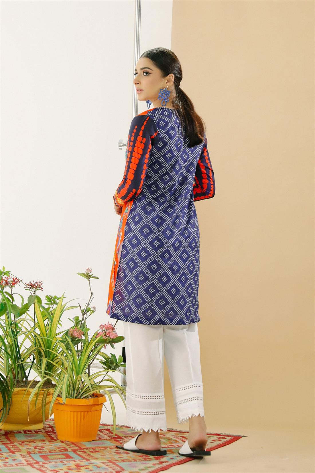 Orange Printed Lawn Ethnic Designer Ladies Ready to Wear Suits