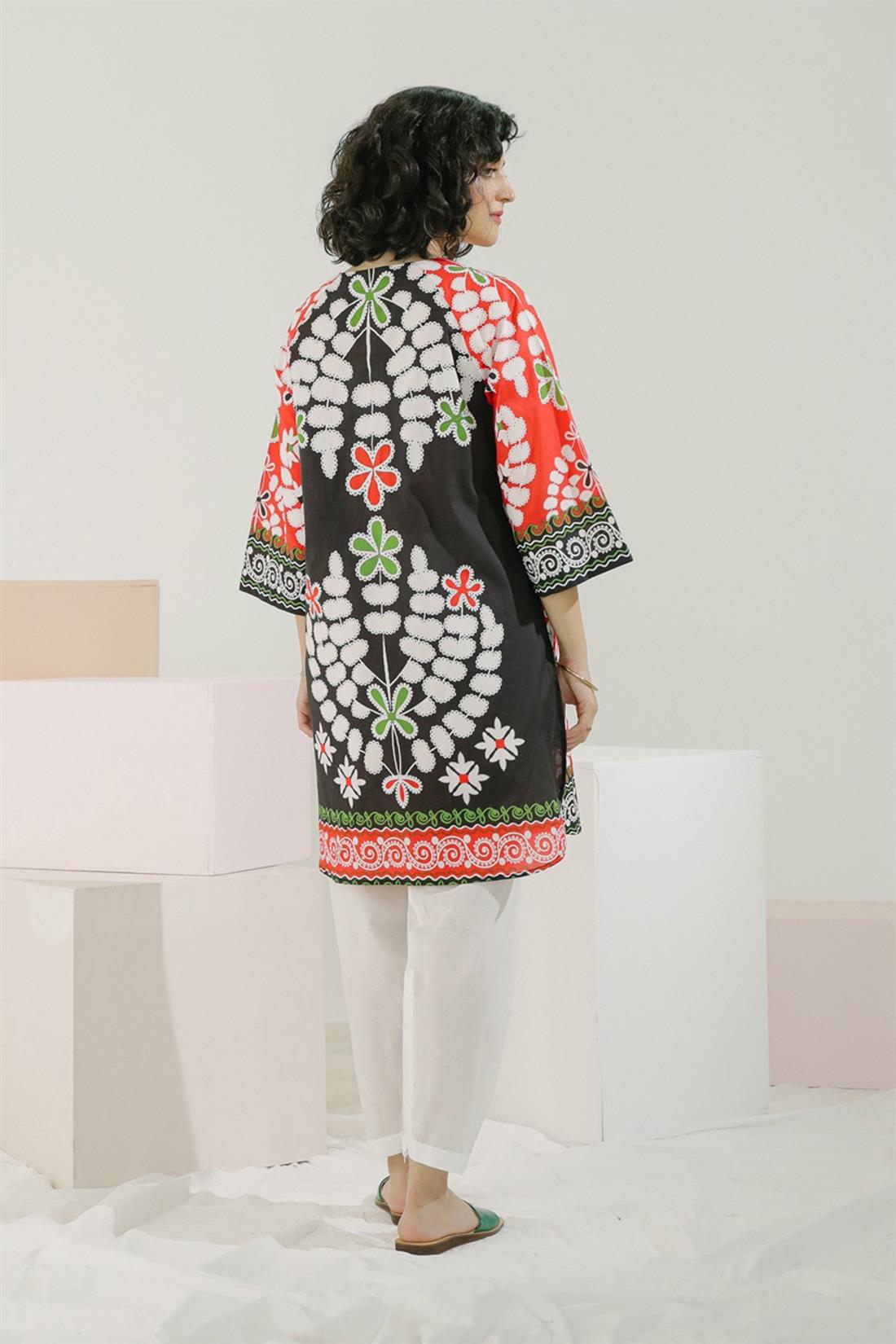 RED & Black Printed Lawn Ethnic Designer Ladies Ready to Wear Suits