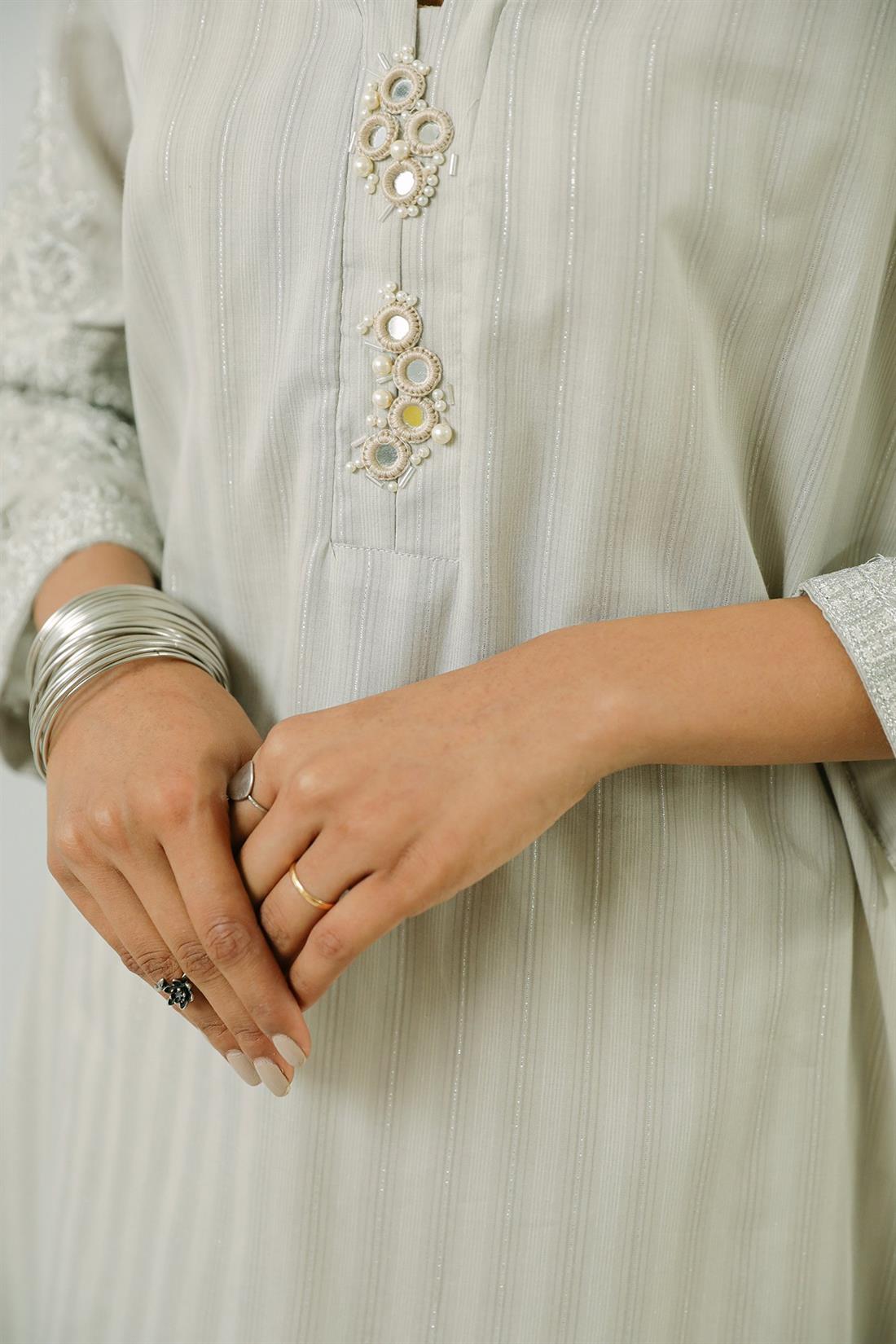 Grey Embroidered Ethnic Designer Ladies Ready to Wear Suits