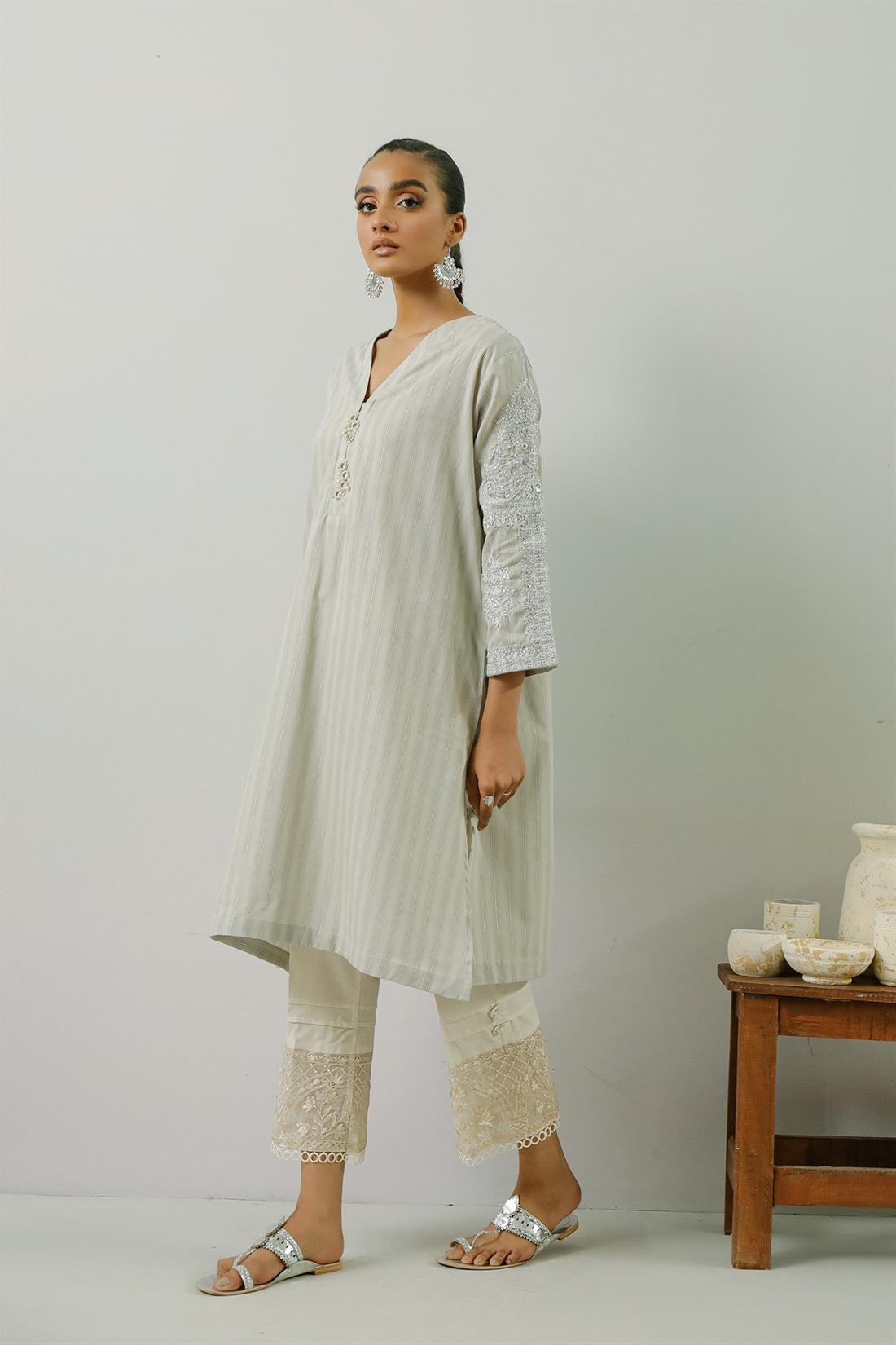 Grey Embroidered Ethnic Designer Ladies Ready to Wear Suits