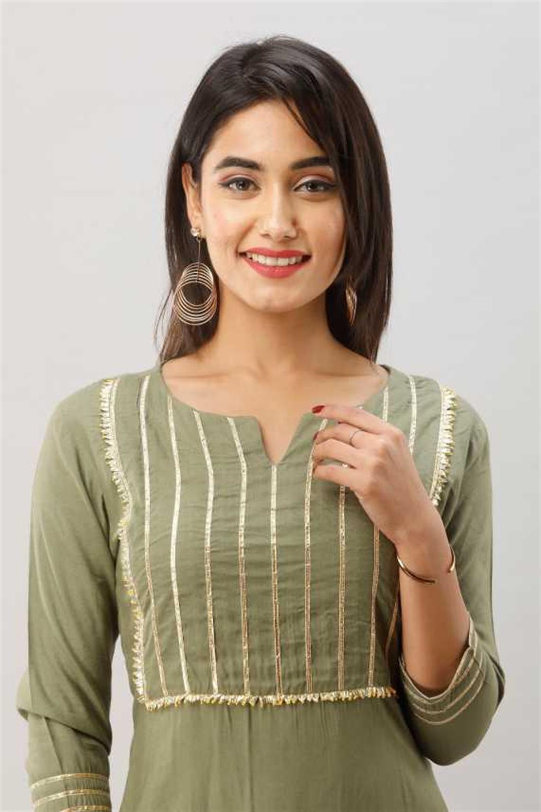 Pista Green 2 Piece Women Kurta and Sharara Set Rayon