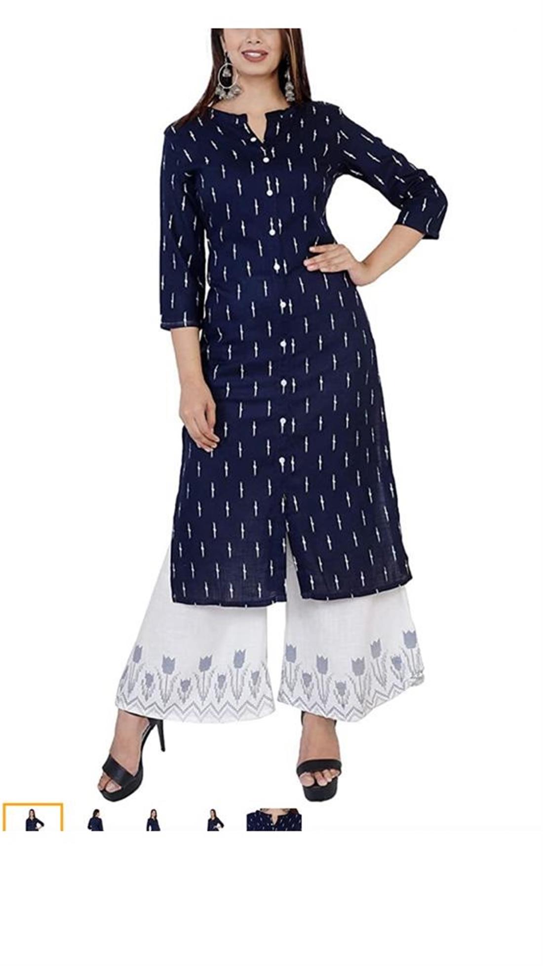 Navy Blue Palazzo Ladies Tunics and Kurta