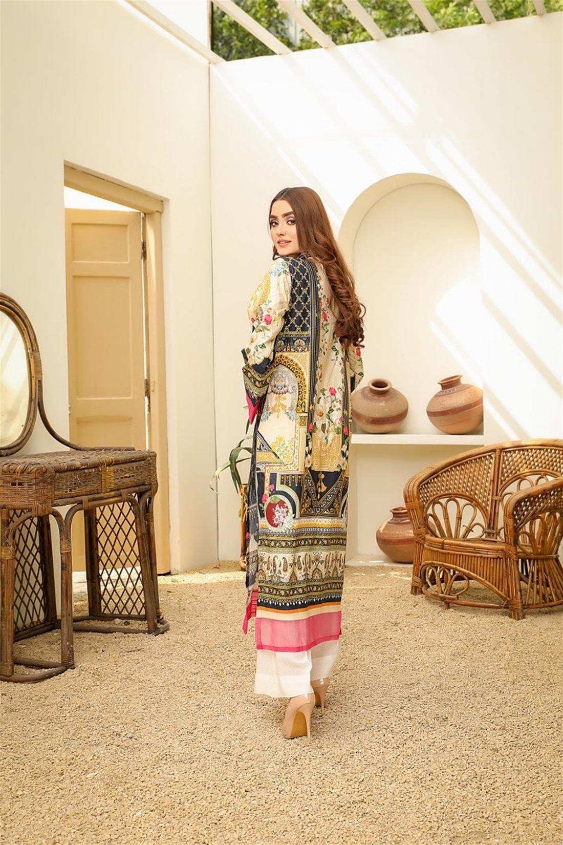 Charcoal Grey SAFWA Digital Printed Cotton Kurta