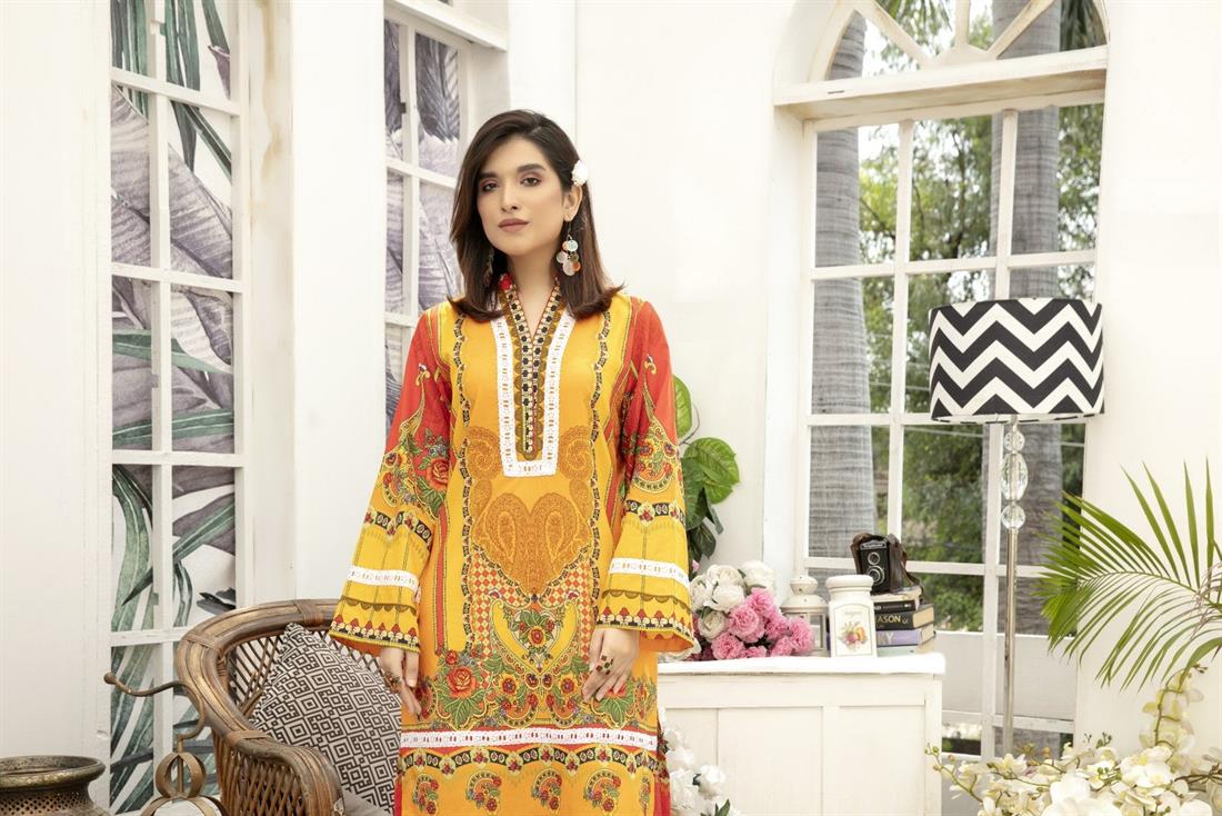 Mustard Yellow SAFWA Digital Printed Cotton Kurta