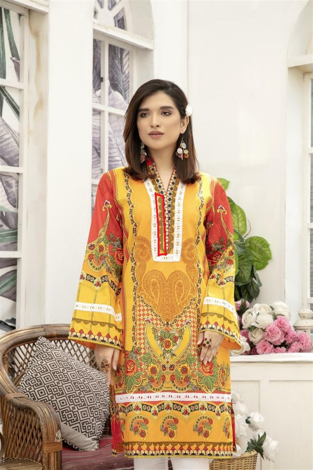 Mustard Yellow SAFWA Digital Printed Cotton Kurta
