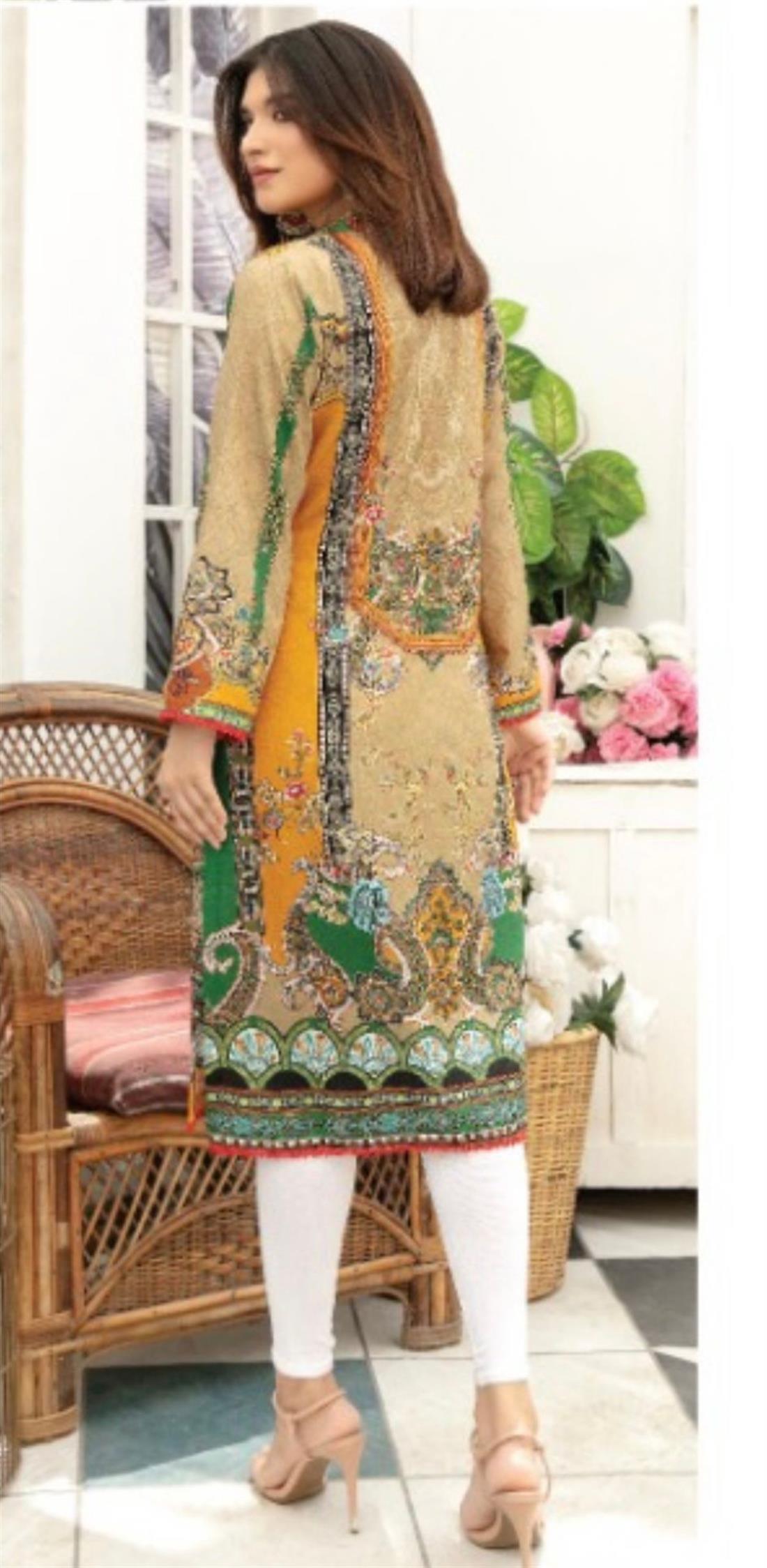 Yellow & Multicolour Yellow/Multicolour SAFWA Digital Printed Cotton Kurta