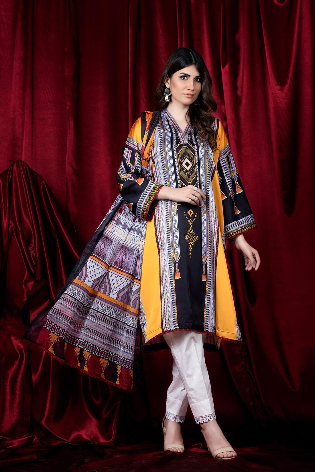 Grey & Multicolour Grey/Multicolour Printed Charmuse Silk Shirt & Dupatta