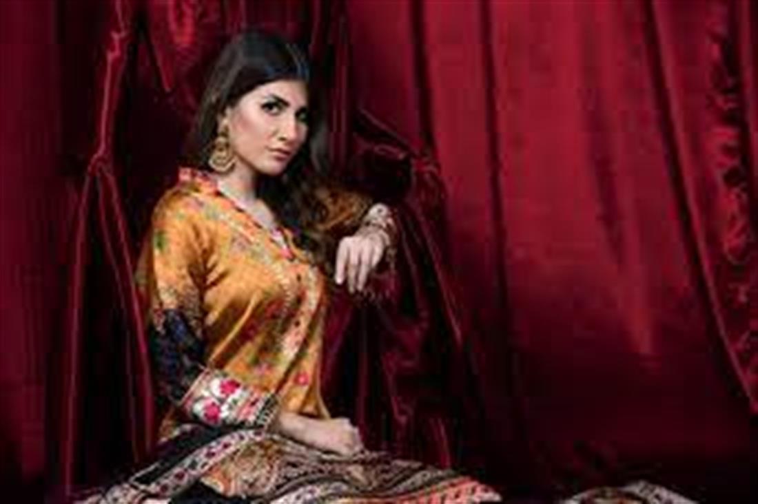 Mustard 2 Piece Printed Charmuse Silk Shirt & Dupatta