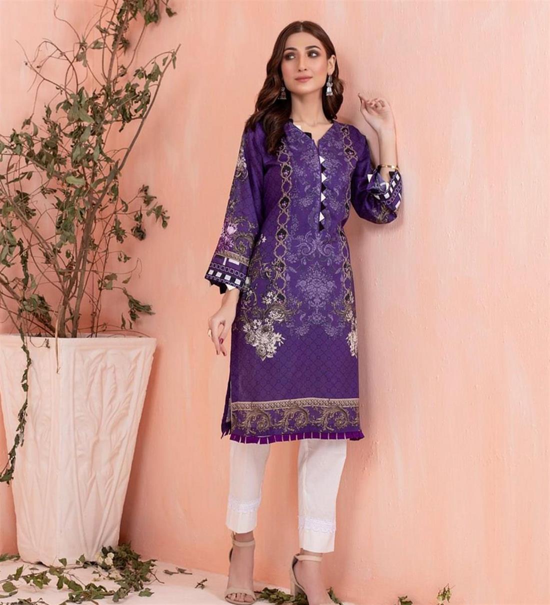 Purple Digital Print Lawn Ladies Tunics and Kurta