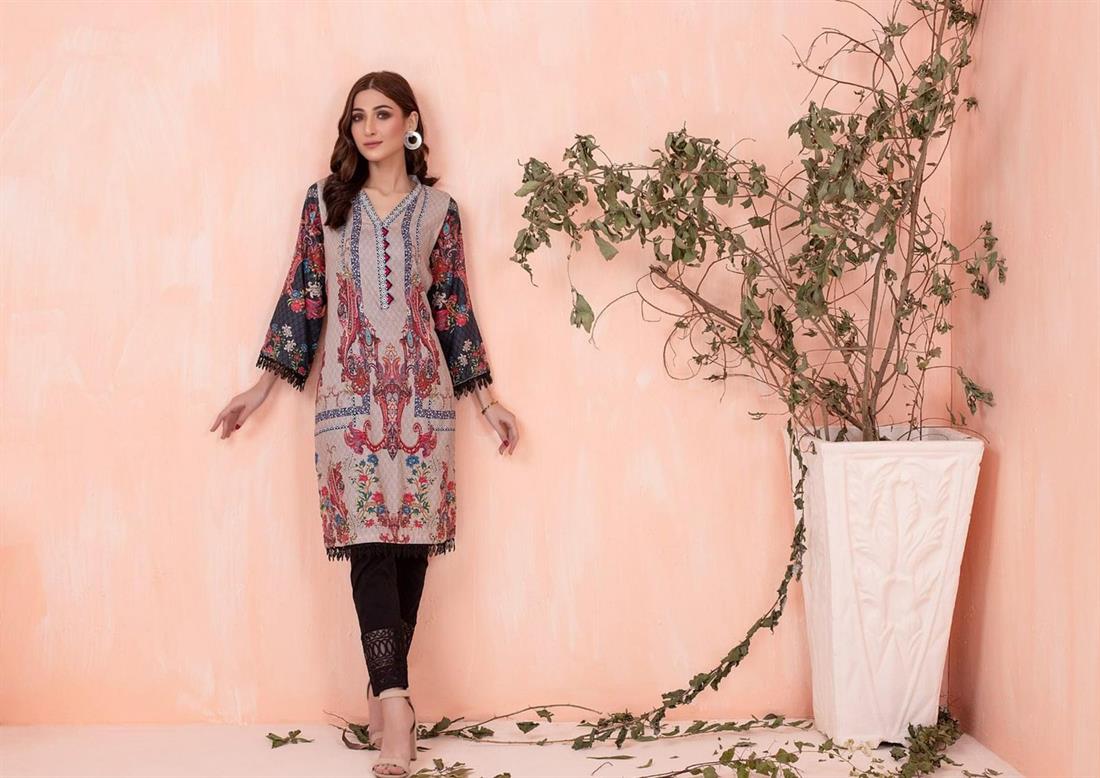 Light Cappuccino Digital Print Lawn Ladies Tunics and Kurta