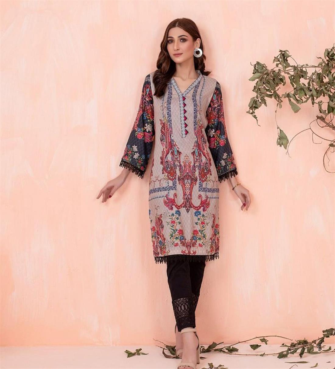 Light Cappuccino Digital Print Lawn Ladies Tunics and Kurta