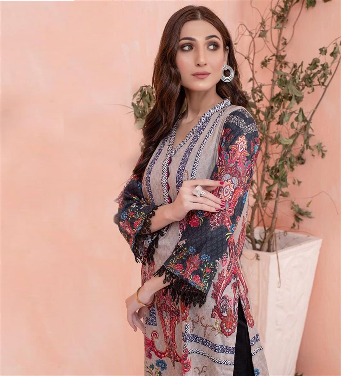 Light Cappuccino Digital Print Lawn Ladies Tunics and Kurta