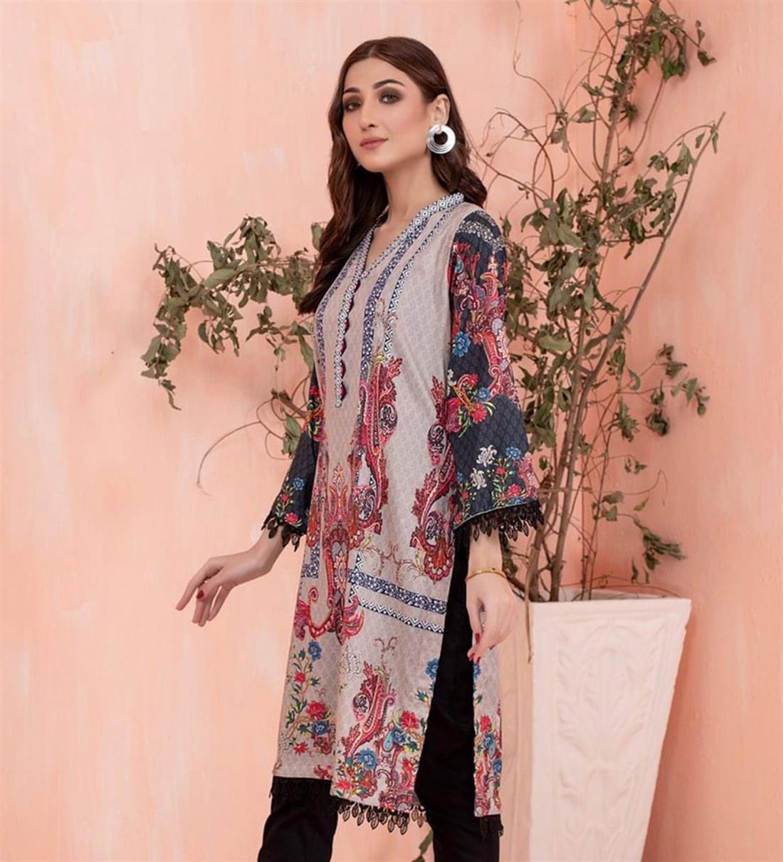 Light Cappuccino Digital Print Lawn Ladies Tunics and Kurta