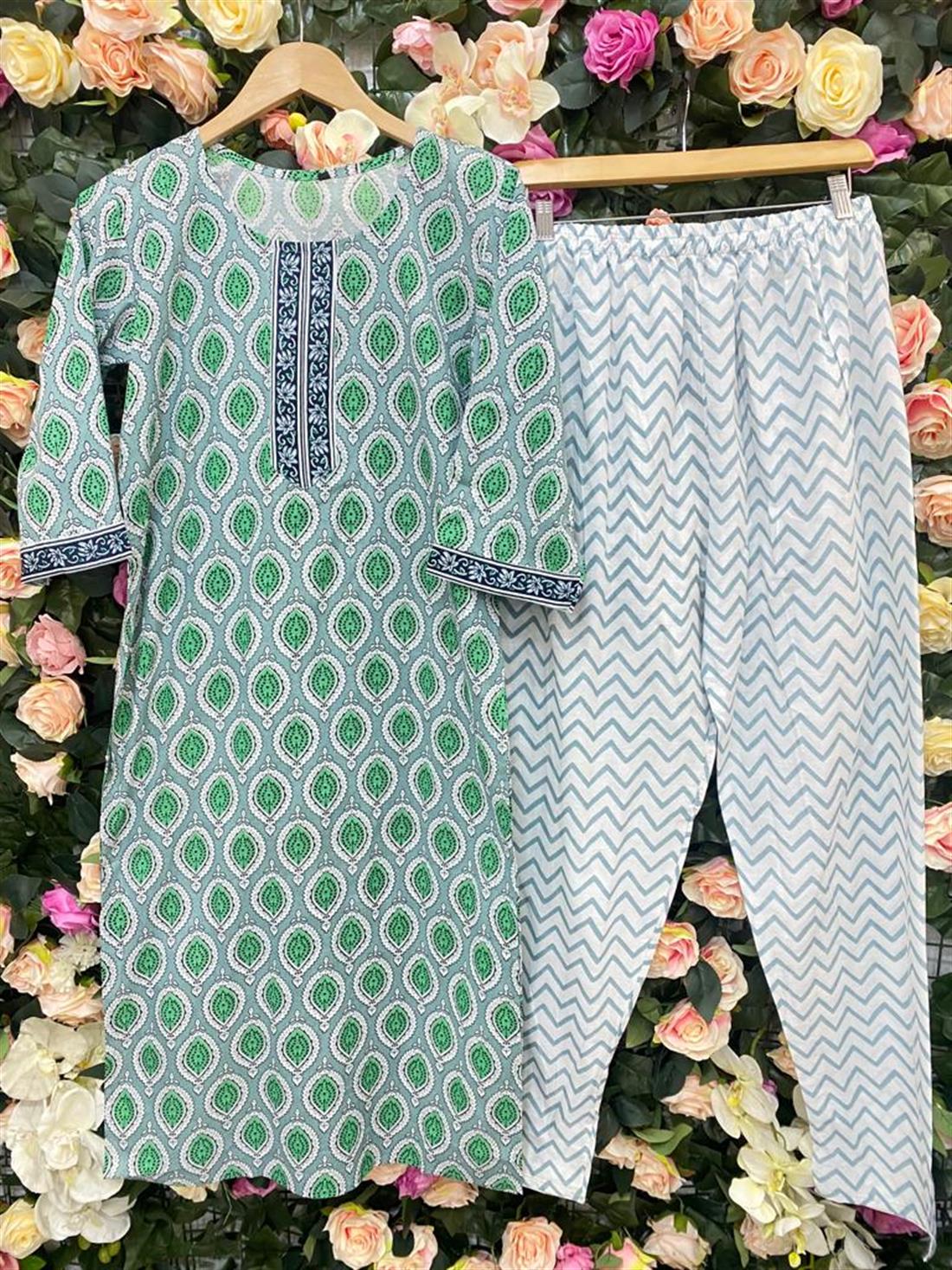Multicolour & White Multicolour/White 2 Piece Readymade Kurta & Plazzo Trouser