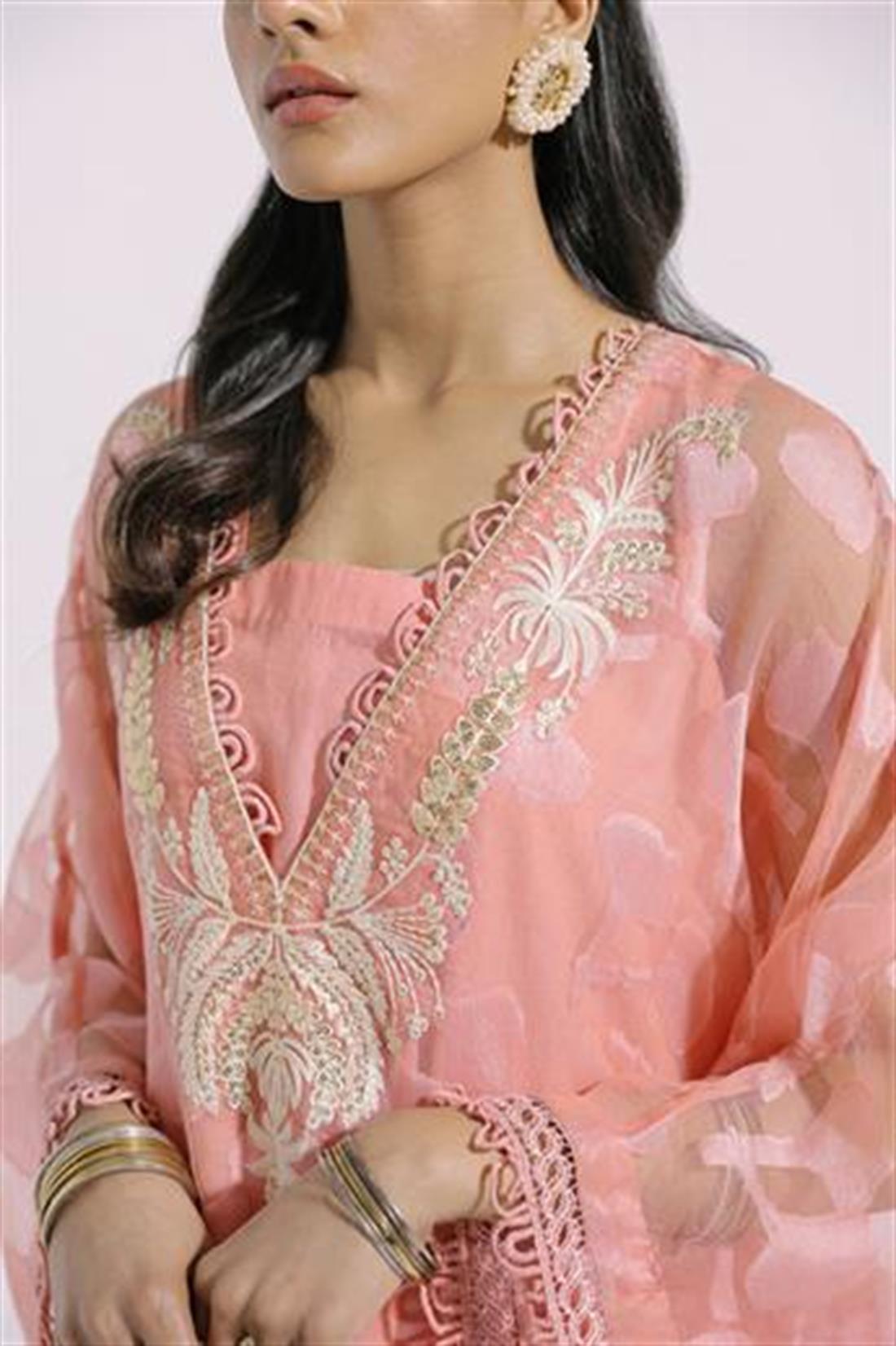 Peach Pink Ethnic Designer Ladies Ready to Wear Suits